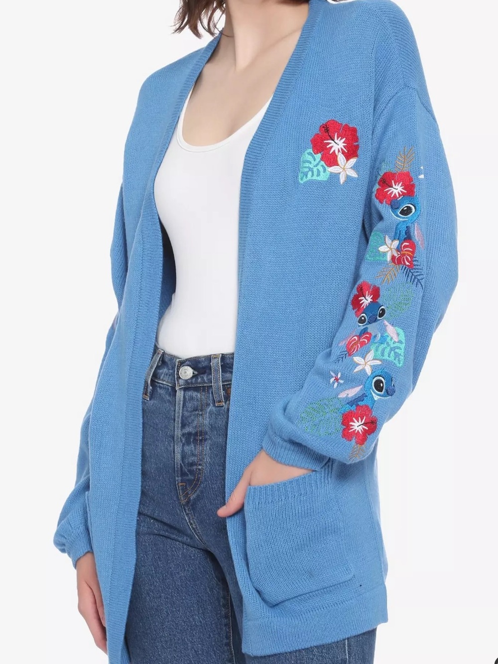 Women’s DISNEY Hot Topic STITCH Embroidered Sweater Cardigan 1X